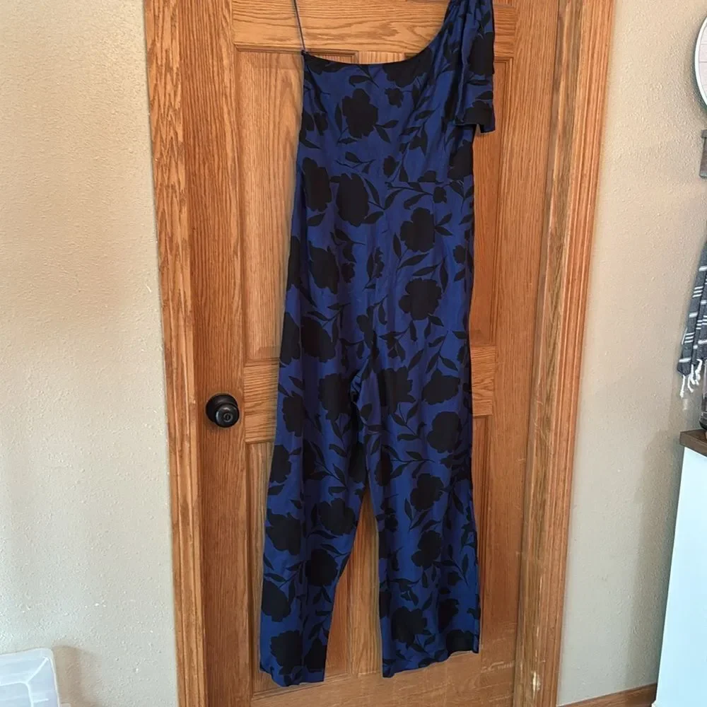 KATE SPADE X TARGET Classic Rose Linen Blend One Shoulder Jumpsuit Size 14 *NEW*